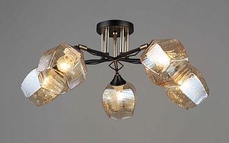 Люстра Ø640 x H250, мм, 5*40W (200W), BK+FGD (Черный+Золото) Rilon 3786/5 BK+FGD