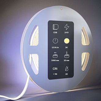 Светодиодная лента Ultra 24В COB 15Вт/м 3000K 5м IP 20 201224 Maytoni Technical, цена за метр, катушкой по 5 м