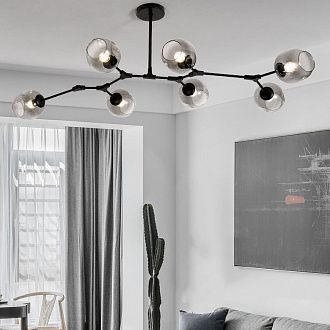 Люстра на штанге Адель Branching Bubble Chandelier L11 Black Amber 185*185*110 см, 11*E27*60W, ImperiumLoft 40,14, Чёрный
