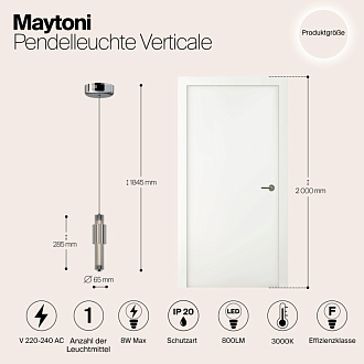 Светильник 12 см, 8W, 3000K, Maytoni Verticale MOD308PL-L9CH3K, хром