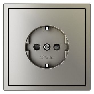Розетка встраиваемая Voltum S70 с заземлением и защитными шторками, 16А, шелк пластик Soft touch VLS040204