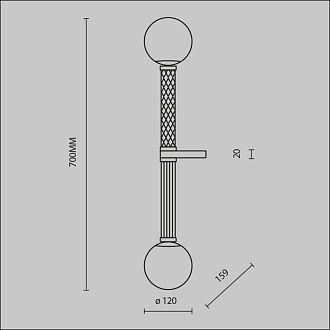 Бра 70*70*70 см, 2*G9, 28W, Maytoni TEATRO MOD287WL-02BS латунный