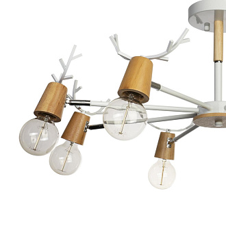 Люстра потолочная LOFT IT Sven 10024/8 White, диаметр 85 см, белый-дерево