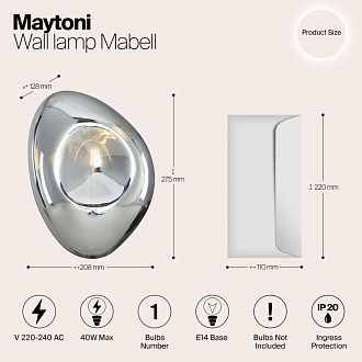 Светильник 28 см, Maytoni Mabell MOD306WL-01CH, хром