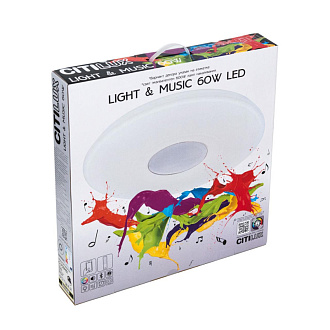 Светильник 50 см, 60W, 3000-4200K музыкальный с Bluetooth Citilux Light & Music CL703M61, белый матовый