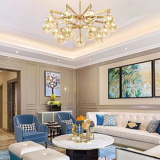 Подвесная люстра Carmella Globe PENDANT 10 40,5*48*48 см, 10*E14*40W, ImperiumLoft 40.1596, Латунь