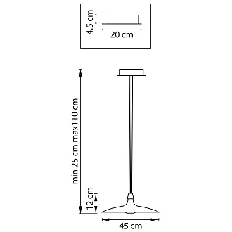 Подвес 45*25/110 см, 19W 3000K Lightstar Emisfero 737427 Черный