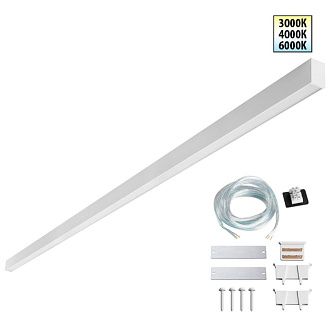 Светильник 180*4*6- см, 1*LED*60W, 3000/4000/6000K, Novotech Fatto Over 359606, белый,  линейный с переключателем цветовой температуры