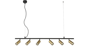 Светильник потолочный 120*6 см, Crystal Lux CLT 015C6 L1200 BL-GO Черный+Золото