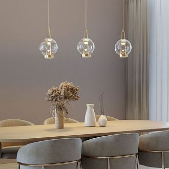 Подвесной светильник 20*20*40-120 см, LED*15W, 3000K, Eurosvet Frasco 50267/1 LED, латунь, a069344