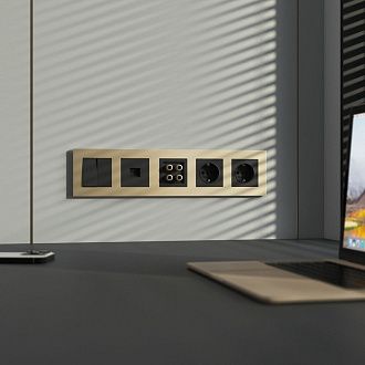 W0052911 Рамка на 5 постов Slab, шампань софт Werkel, 4690389218460