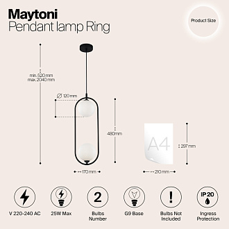 Подвесной светильник Maytoni Ring MOD013PL-02B, черный