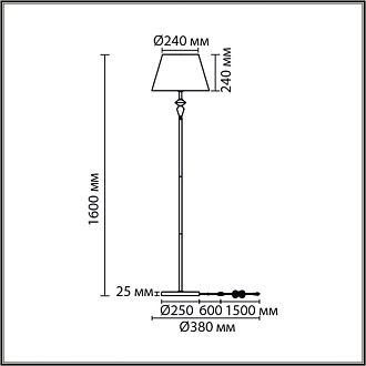 Торшер 38*38*160-160 см, 1*Е27*60W, K, Lumion Vermont LUM8275/1F, латунь