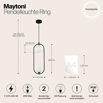 Подвесной светильник Maytoni Ring MOD013PL-02B, черный