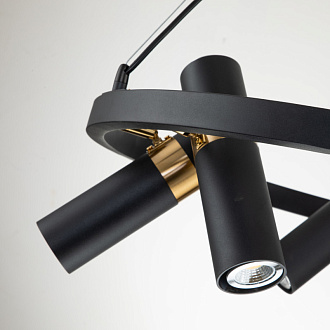 Подвесная люстра Favourite Light point 2997-6P, D650*H290/1220, каркас светильника сочетает два цвета - золотая гальваника и черный, поворотный плафон, лампу GU10 можно менять