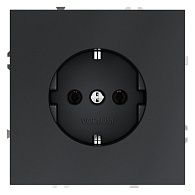 Розетка встраиваемая Voltum S70 с заземлением 16А, графит пластик Soft touch VLS040107