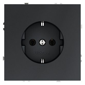 Розетка встраиваемая Voltum S70 с заземлением 16А, графит пластик Soft touch VLS040107