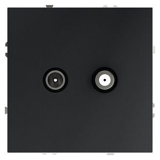 Розетка телевизионнная встраиваемая Voltum S70 оконечная TV+SAT, графит пластик Soft touch VLS060407