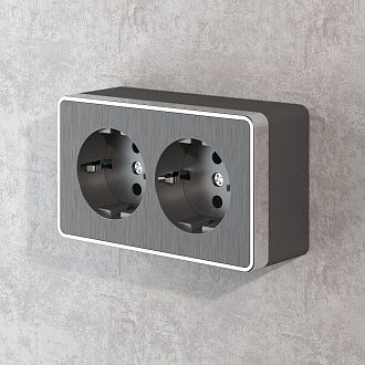 W5072104 Розетка двойная с заземлением Gallant, графит рифленый Werkel, 4690389164675