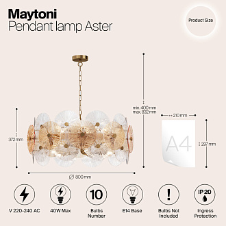 Светильник 80 см, Maytoni Aster MOD007PL-10G, золото