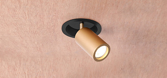 Врезной светильник Favourite Angularis 2802-1C, D80*H175, врезной светильник с углубленной базой, поворотный плафон, сочетание золотого и черного цветов каркаса