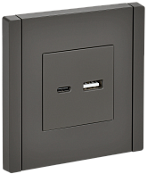 Розетка USB A+C 3,1А FP350 серый IEK FORTE&PIANO, FP-U22-D31-K03