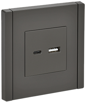 Розетка USB A+C 3,1А FP350 серый IEK FORTE&PIANO, FP-U22-D31-K03
