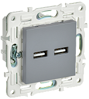 SKANDY Розетка USB A+A 3,1А SK-R15Gr сер. IEK, SK-U21-D31-K03