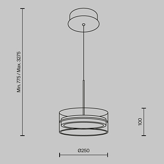 Подвесной светильник 25*25*327,5 см, LED, 3000К, Maytoni Dress code MOD348PL-L18BBS3K черный