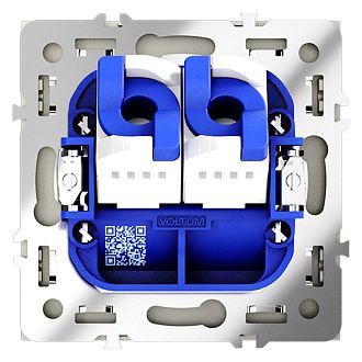 Розетка компьютерная встраиваемая Voltum S70 двойная RJ45+RJ45 кат.6, сталь пластик Soft touch VLS060205