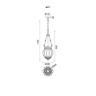 Подвесной светильник  28*170 см, 3*E14 коричневый, бронза Vele Luce Helen VL4266P23
