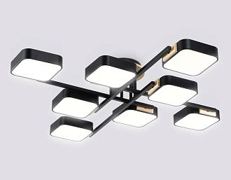 Люстра светодиодная на штанге 96*96*16- см, **W, 3000-6000K, Ambrella Light Comfort FL4890, черный, дерево