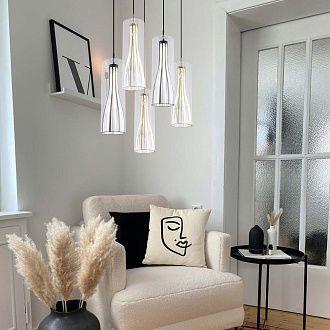 Подвес 15*50-150 см, 1*LED, 20W, 4000K, Favourite Striata 4627-1P, черный матовый