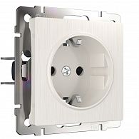 W1171013 Розетка с заземлением, перламутровый рифленый Werkel, 4690389161001