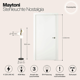 Светильник 150 см, Maytoni Nostalgia MOD048FL-03G, черный-золото