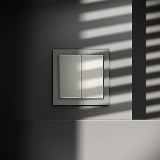 Выключатель встраиваемый Voltum S70 двухклавишный с подсветкой 10А, сталь пластик Soft touch VLS020205