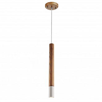 Подвес Favourite Pendenti 2014-1P, D40*H565/1565, плафон из дерева с белым декоративным элементом, акриловый рассеиватель