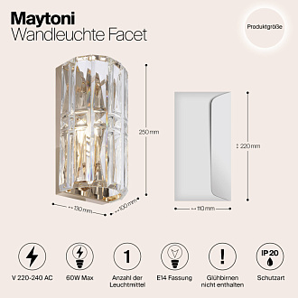 Светильник 25 см, Maytoni Facet MOD094WL-01G, золото