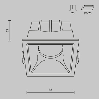 Светильник 9 см, 15W, 3000K, Technical DL043-01-15W3K-D-SQ-W, белый, 36°, Dim, Triac, вр 7,5*7,5 см