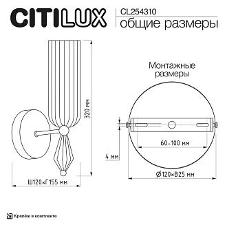 Светильник 32 см, Citilux FERNET CL254310, латунь