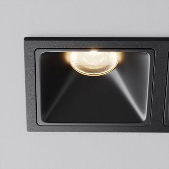 Встраиваемый светильник 12,6*6,5-5,2 см, LED*20W, 3000K, Maytoni Alfa LED 50° DL043-02-10W3K-SQ-B-1, Черный, вр 5,5*12 см