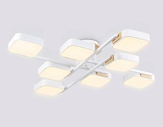 Люстра светодиодная на штанге 96*96*16- см, **W, 3000-6000K, Ambrella Light Comfort FL4888, белый, дерево