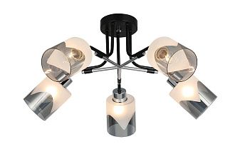 Люстра Ø640 x H290, мм, 5*40W (200W), CHROME+BLACK (Хром+Черный) Rilon 26013/5 CHROME+BLACK