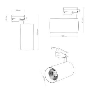 Трековый однофазный светильник 8 см. 30W, 4000K, Denkirs Solid Koper DK6456-BK, черный