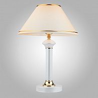 Настольная лампа с абажуром 35 см Eurosvet Lorenzo 60019/1 глянцевый белый