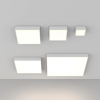 Накладной светильник 22*22*6 см, LED, 24W, 4000К, Maytoni Technical Zon C032CL-24W4K-SQ-W белый