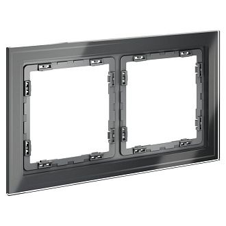 Рамка стеклянная Voltum S70 на 2 поста, графит, стекло Стекло/пластик  VLS110207