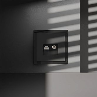 Розетка телевизионная встраиваемая TV+RJ45 кат. 6, черный матовый Voltum S70 VLS060708, Пластик Soft touch