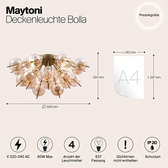 Потолочная люстра Maytoni Bolla MOD133CL-04BS, диаметр 64 см, латунь