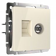 W1181303 Розетка ТВ+Ethernet RJ-45 6 cat., слоновая кость Werkel, 4690389174476